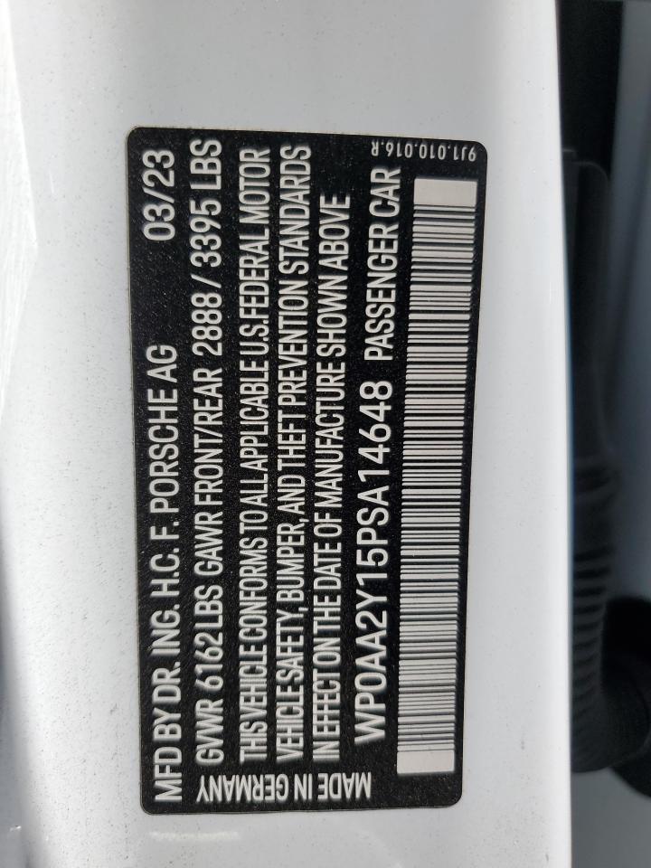 2023 Porsche Taycan VIN: WP0AA2Y15PSA14648 Lot: 70035335