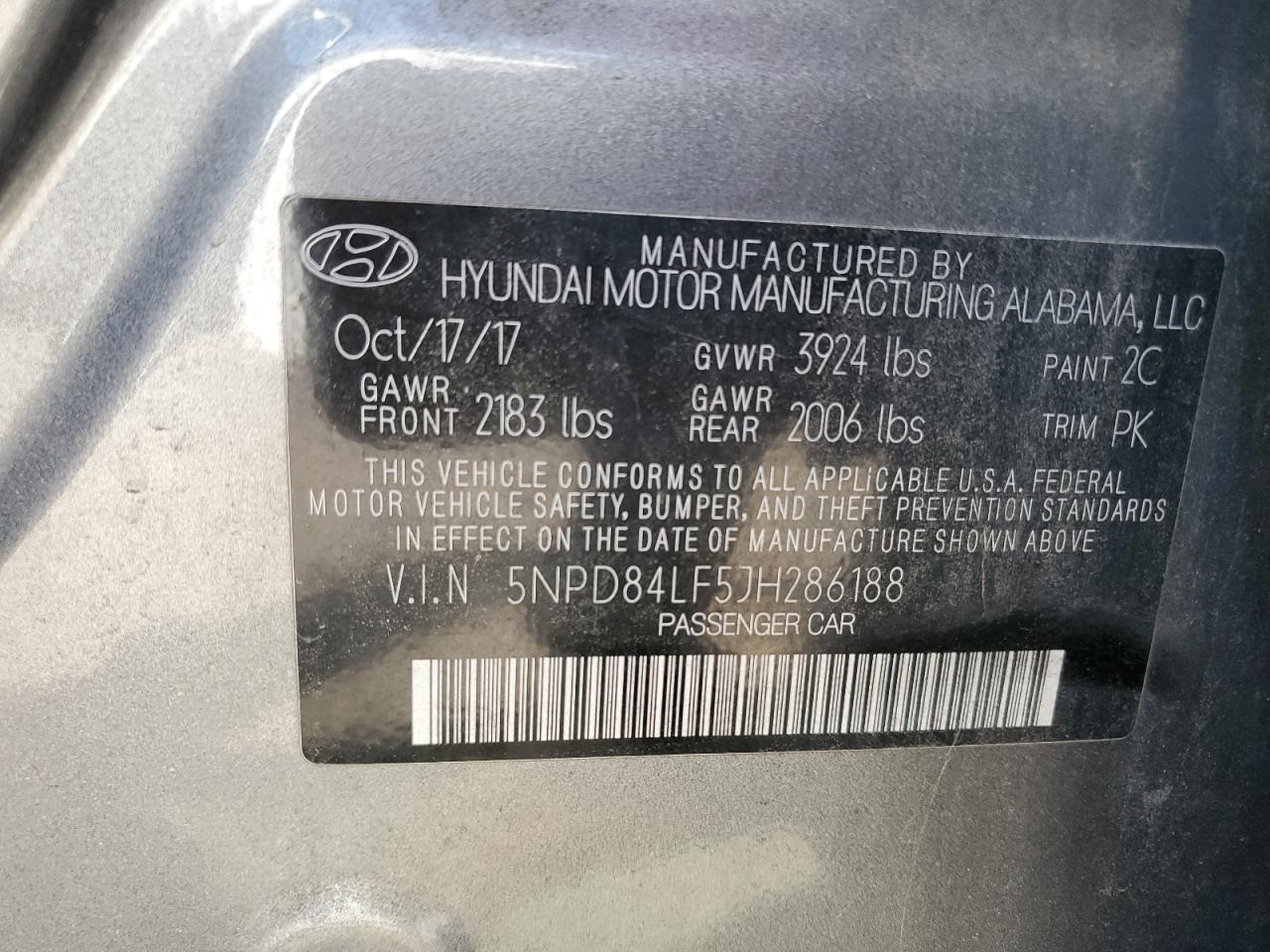 2018 Hyundai Elantra Sel VIN: 5NPD84LF5JH286188 Lot: 82036475