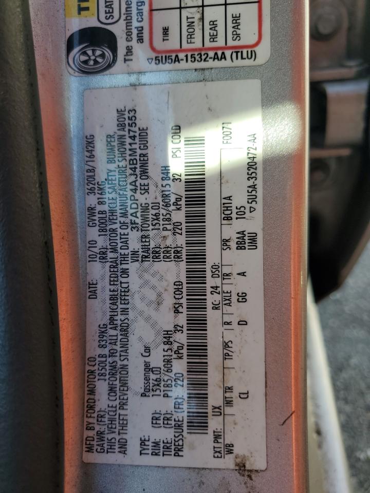 2011 Ford Fiesta S VIN: 3FADP4AJ4BM147553 Lot: 80146945