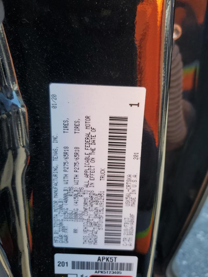 2020 Toyota Tundra Double Cab Sr VIN: 5TFUY5F15LX912951 Lot: 80465105