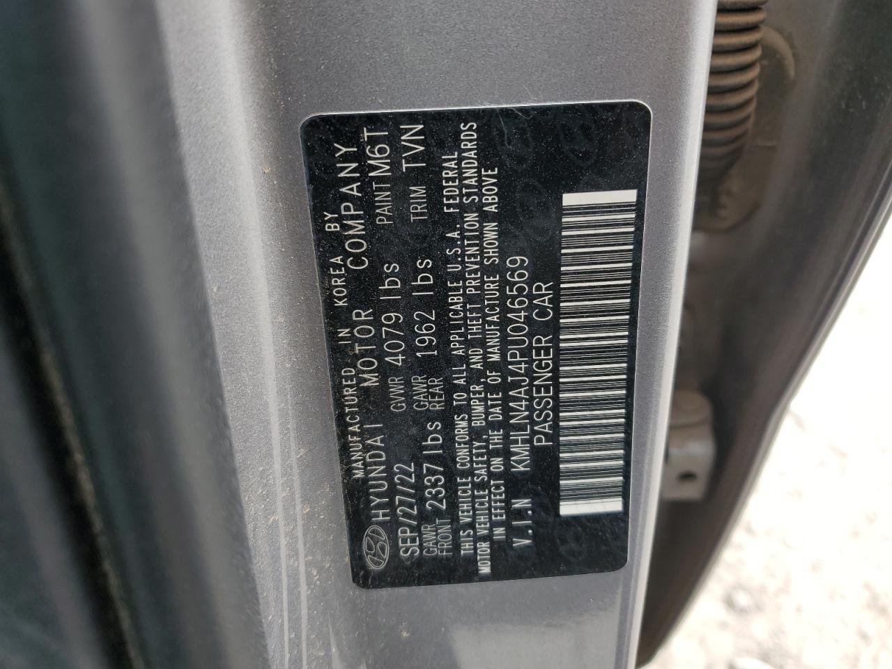 2023 Hyundai Elantra Limited VIN: KMHLN4AJ4PU046569 Lot: 83770085