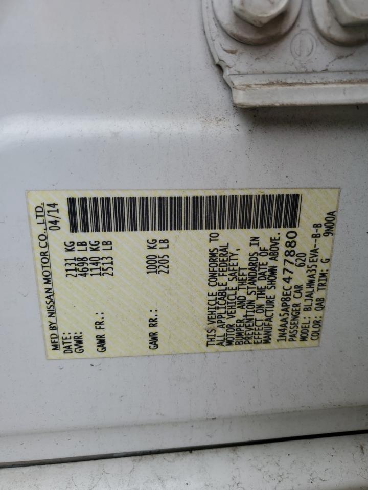 2014 Nissan Maxima S VIN: 1N4AA5AP8EC477880 Lot: 83926155