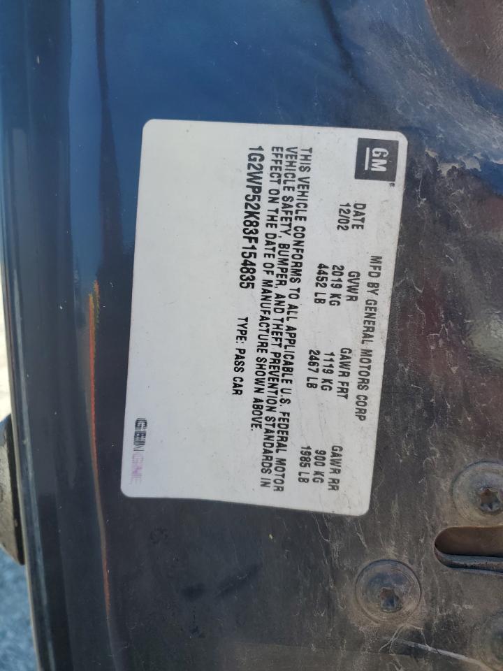 2003 Pontiac Grand Prix Gt VIN: 1G2WP52K83F154835 Lot: 84195375