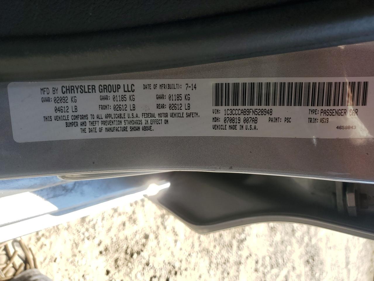 2015 Chrysler 200 Limited VIN: 1C3CCCAB9FN528948 Lot: 80940675