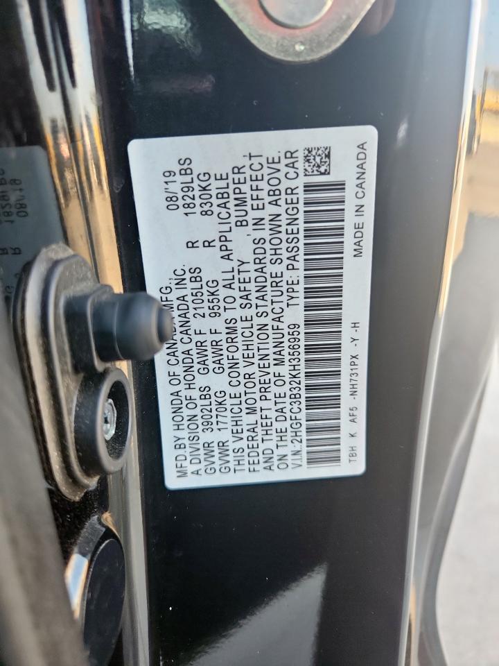 2019 Honda Civic Ex VIN: 2HGFC3B32KH356959 Lot: 80328935