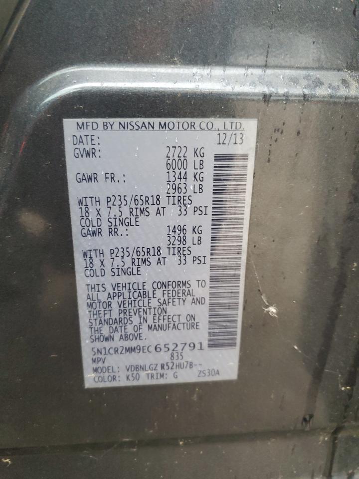 2014 Nissan Pathfinder Sv Hybrid VIN: 5N1CR2MM9EC652791 Lot: 84707585