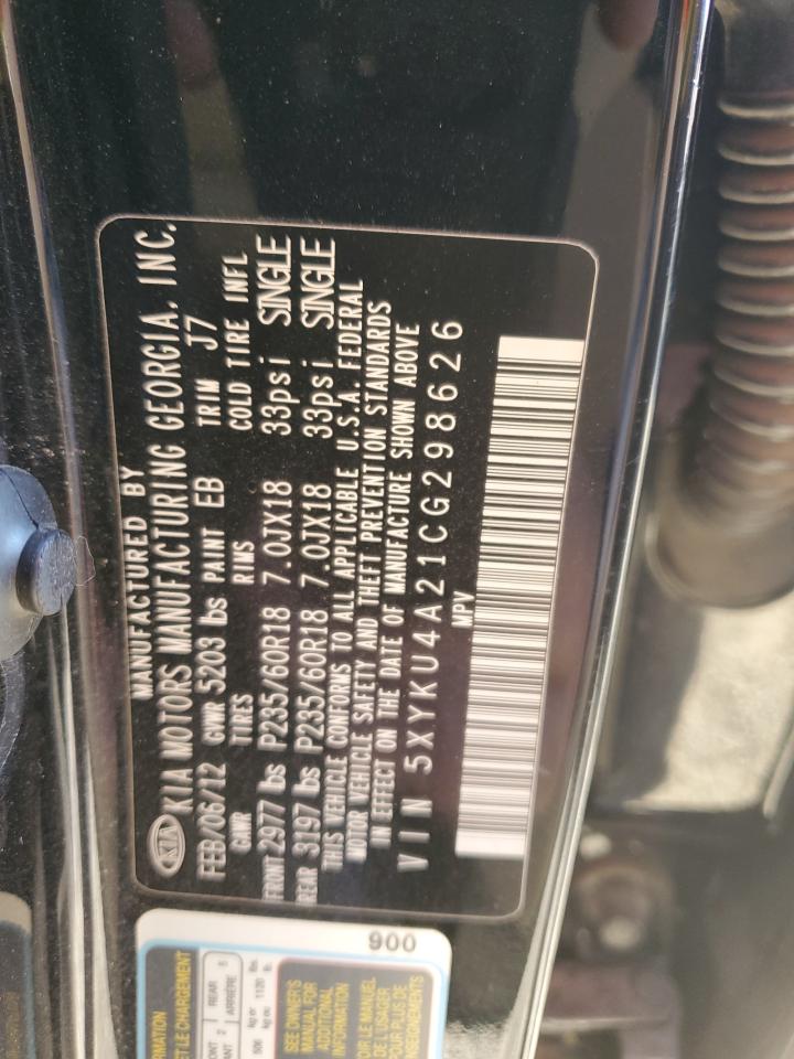 2012 Kia Sorento Ex VIN: 5XYKU4A21CG298626 Lot: 81763355