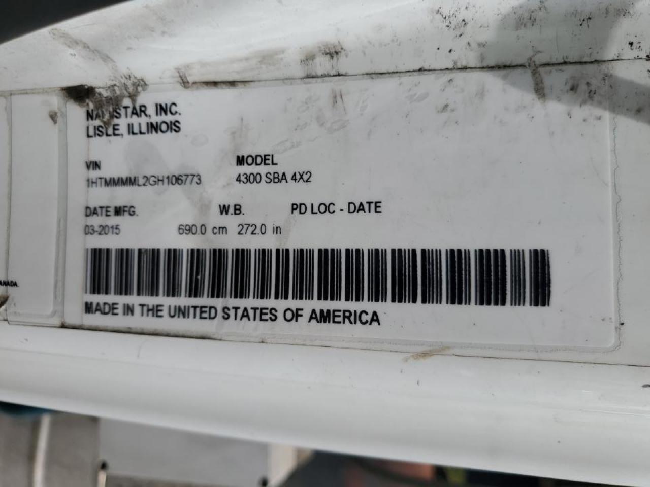 2016 International 4000 4300 VIN: 1HTMMMML2GH106773 Lot: 70919245