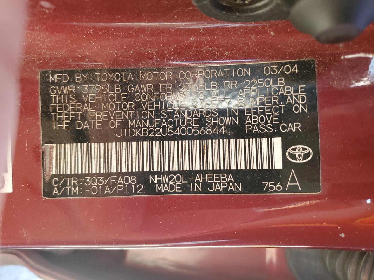 2004 Toyota Prius VIN: JTDKB22U540056844 Lot: 71676635