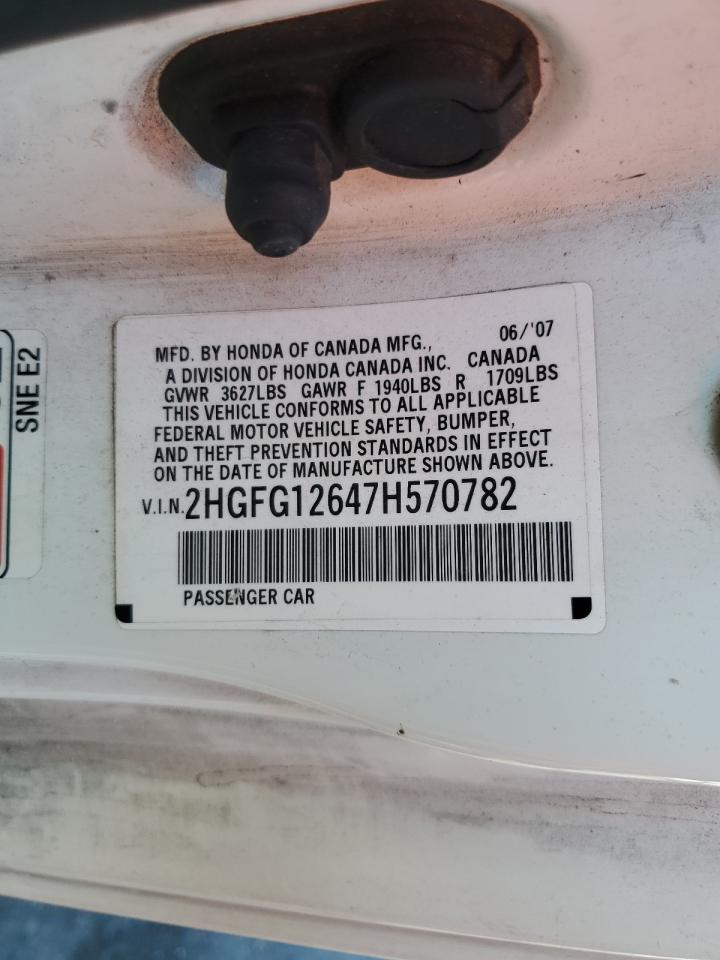 2007 Honda Civic Lx VIN: 2HGFG12647H570782 Lot: 80899035