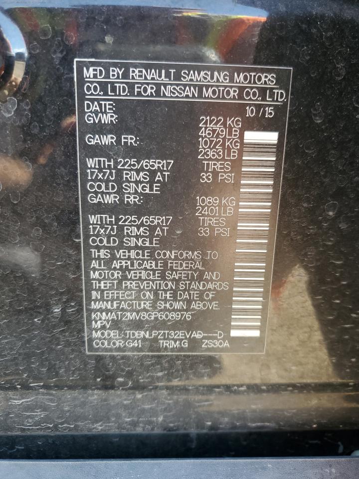 2016 Nissan Rogue S VIN: KNMAT2MV8GP608976 Lot: 80916565