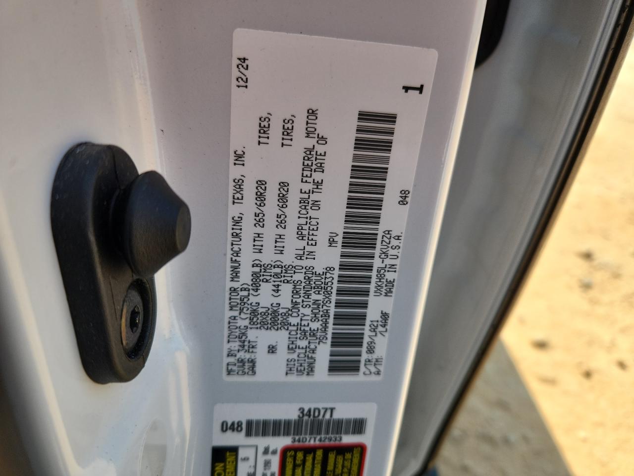 2025 Toyota Sequoia Sr5 VIN: 7SVAAABA7SX055378 Lot: 71859075