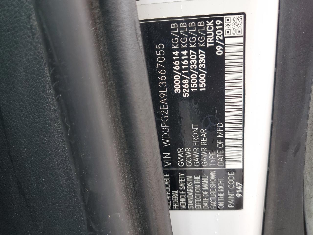 2020 Mercedes-Benz Metris VIN: WD3PG2EA9L3667055 Lot: 81232445