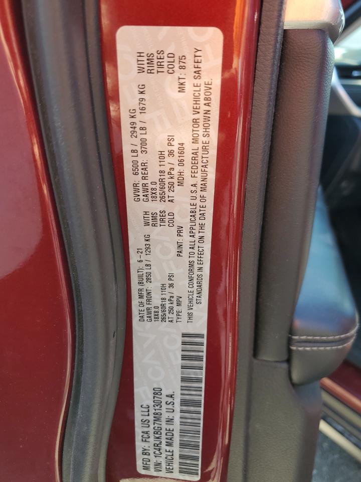 2021 Jeep Grand Cherokee L Limited VIN: 1C4RJKBG7M8130780 Lot: 70128795