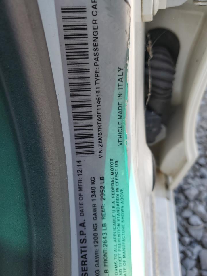 2015 Maserati Ghibli S VIN: ZAM57RTA0F1146181 Lot: 81604145