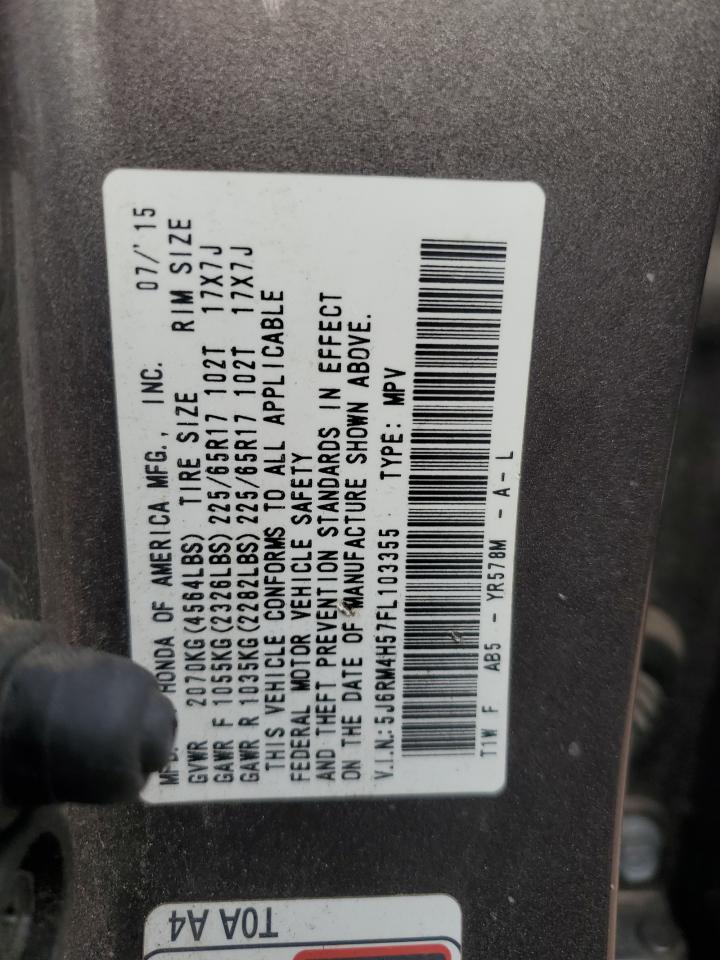 2015 Honda Cr-V Ex VIN: 5J6RM4H57FL103355 Lot: 81592655