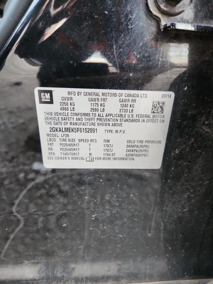 2015 GMC Terrain Sle VIN: 2GKALMEK5F6152891 Lot: 72096725