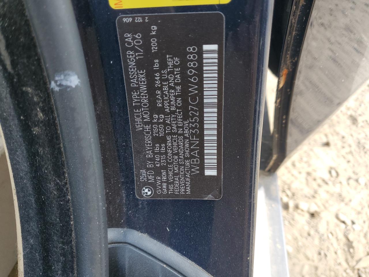 2007 BMW 525 Xi VIN: WBANF33527CW69888 Lot: 80119465