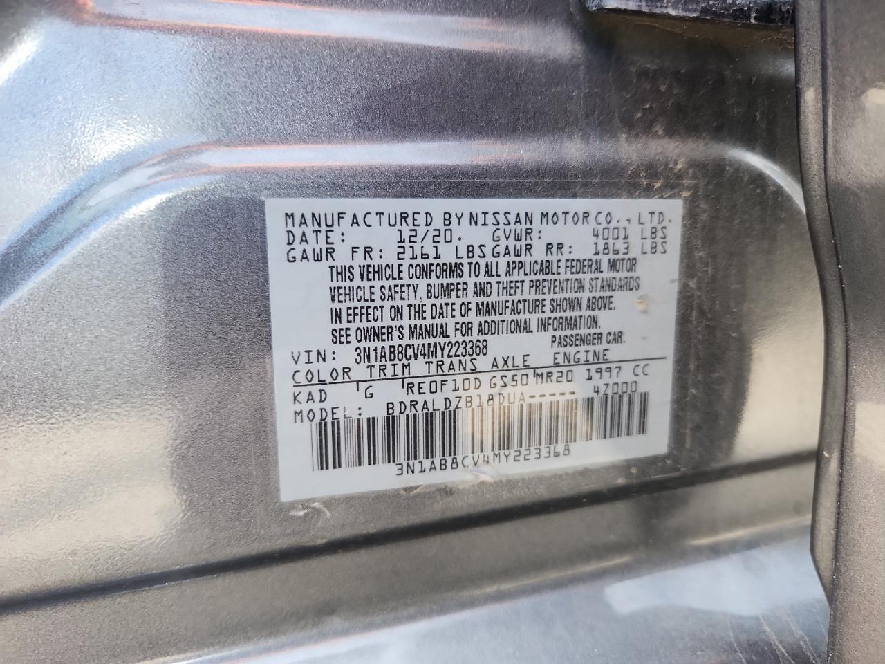 2021 Nissan Sentra Sv VIN: 3N1AB8CV4MY223368 Lot: 84268135