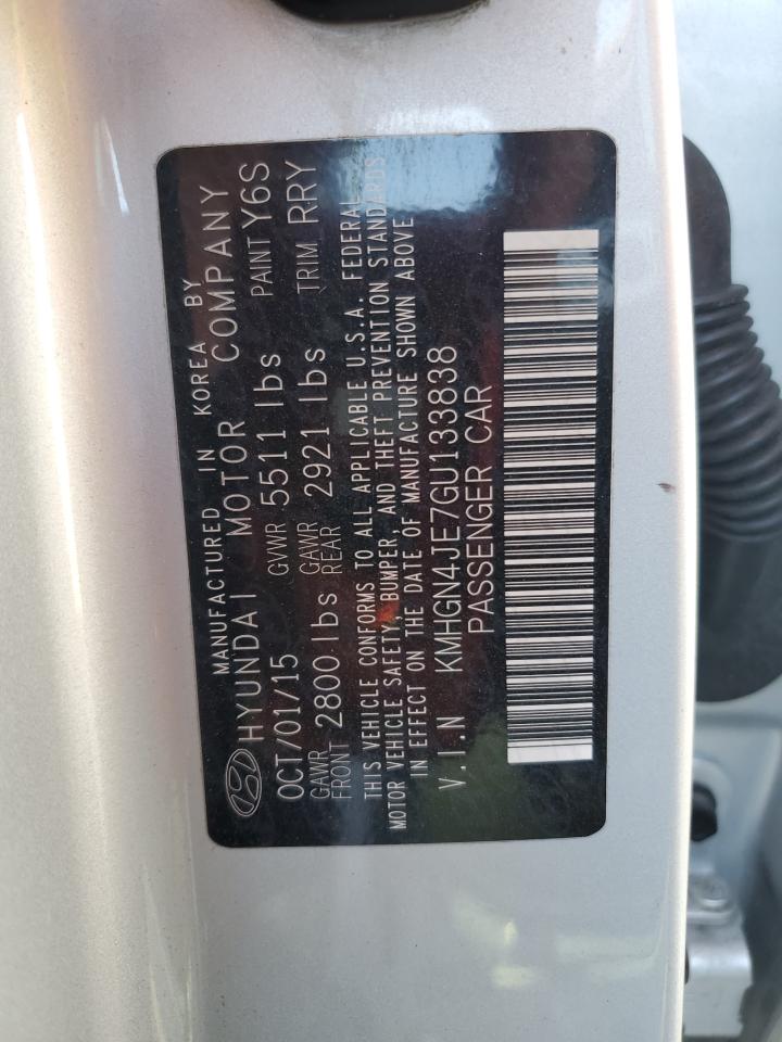 2016 Hyundai Genesis 3.8L VIN: KMHGN4JE7GU133838 Lot: 80715705