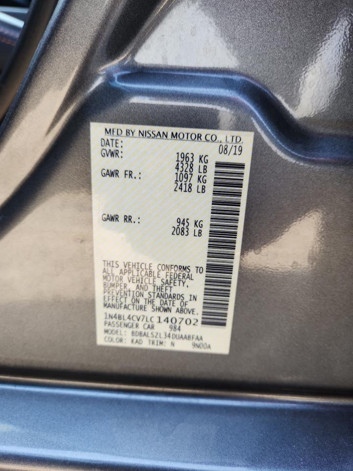 2020 Nissan Altima Sr VIN: 1N4BL4CV7LC140702 Lot: 81915155