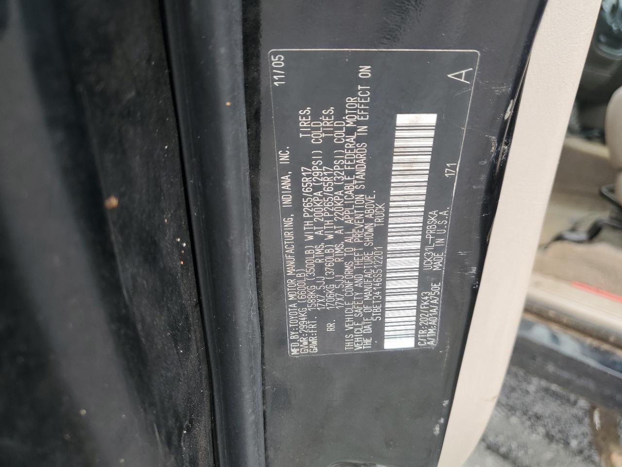 2006 Toyota Tundra Double Cab Sr5 VIN: 5TBET34146S512201 Lot: 84546555