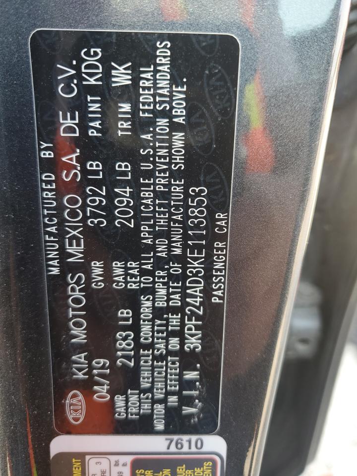 2019 Kia Forte Fe VIN: 3KPF24AD3KE113853 Lot: 80901255