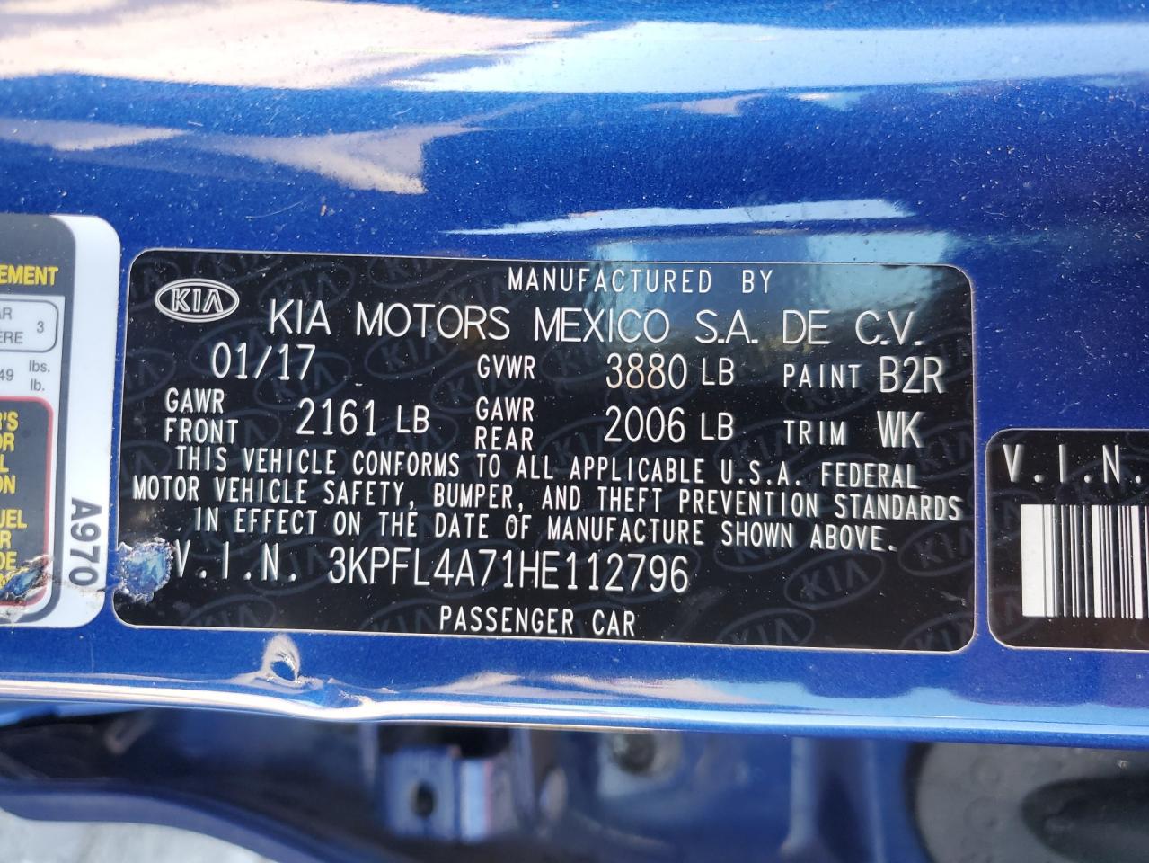 2017 Kia Forte Lx VIN: 3KPFL4A71HE112796 Lot: 84418845