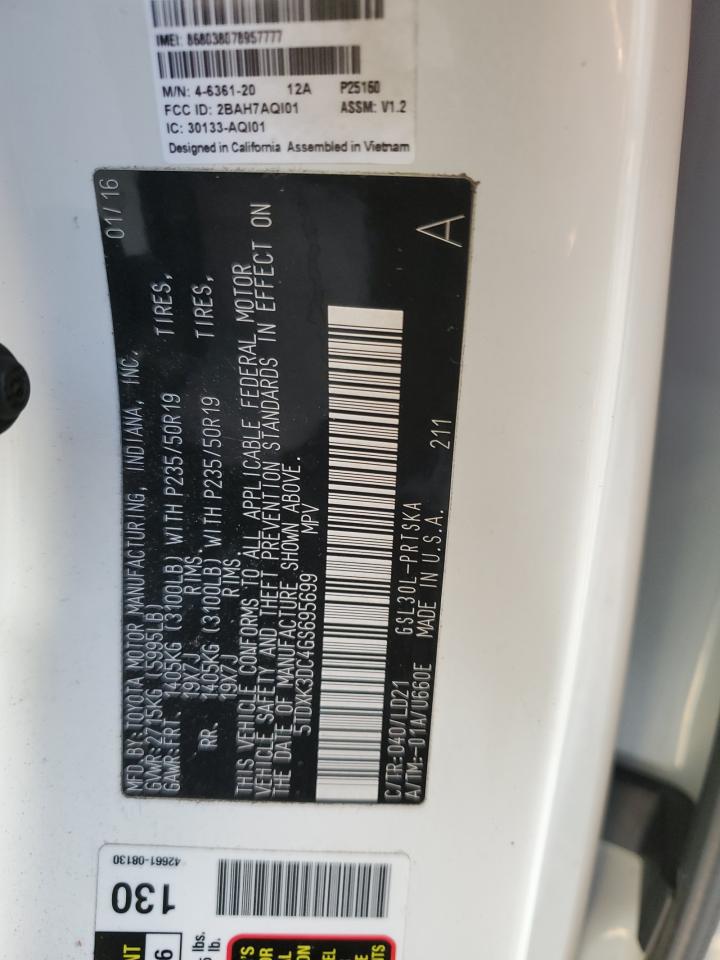 2016 Toyota Sienna Se VIN: 5TDXK3DC4GS695699 Lot: 81376885