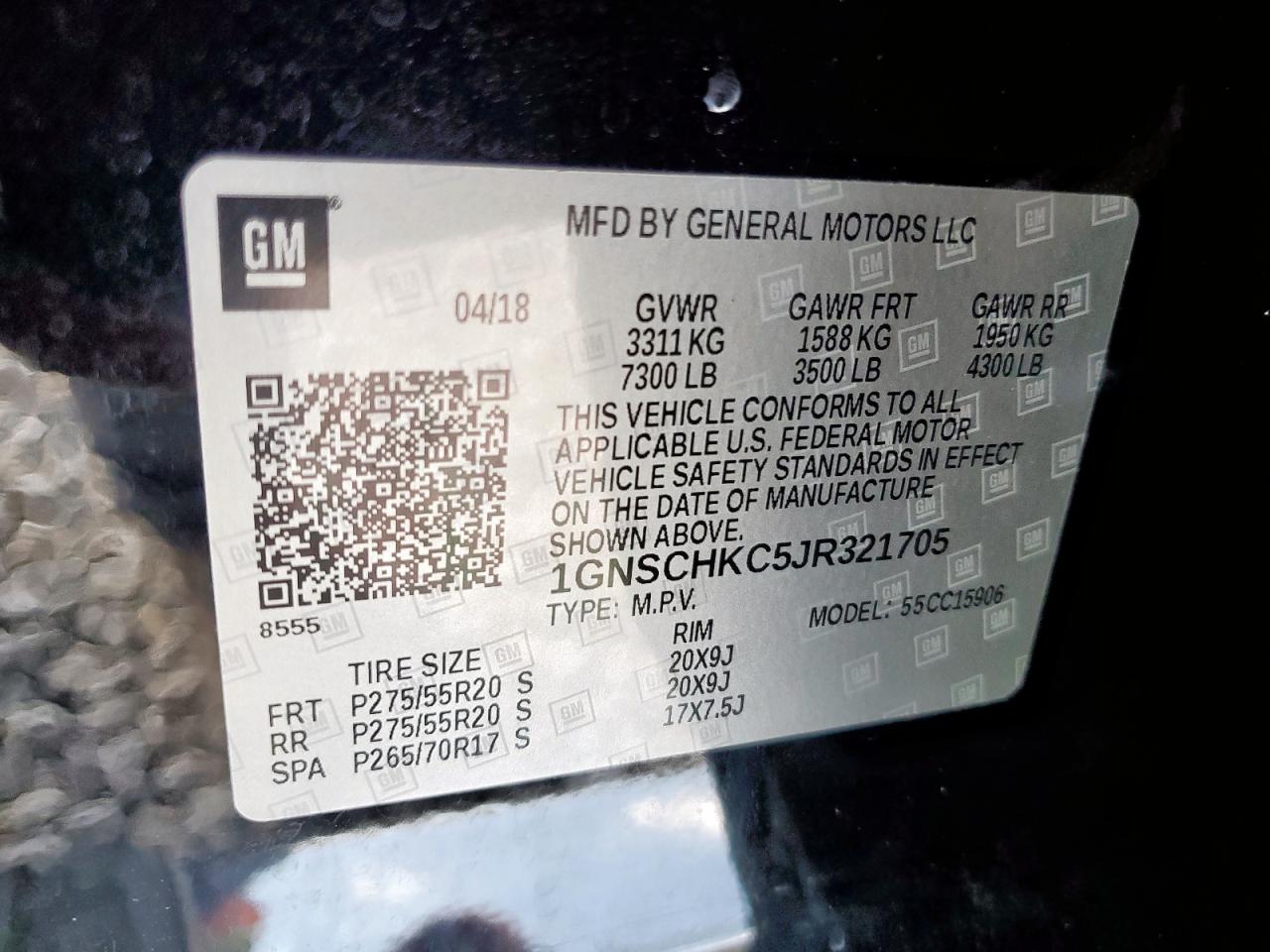 2018 Chevrolet Suburban Lt VIN: 1GNSCHKC5JR321705 Lot: 43357643