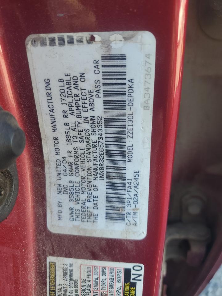 2005 Toyota Corolla Ce VIN: 1NXBR32E65Z343352 Lot: 80685315