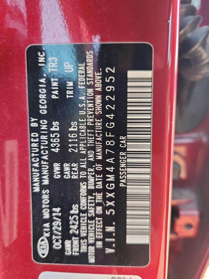 2015 Kia Optima Lx VIN: 5XXGM4A78FG422952 Lot: 81207945