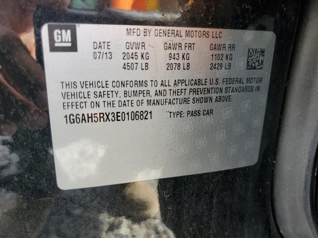 2014 Cadillac Ats Luxury VIN: 1G6AH5RX3E0106821 Lot: 83936775