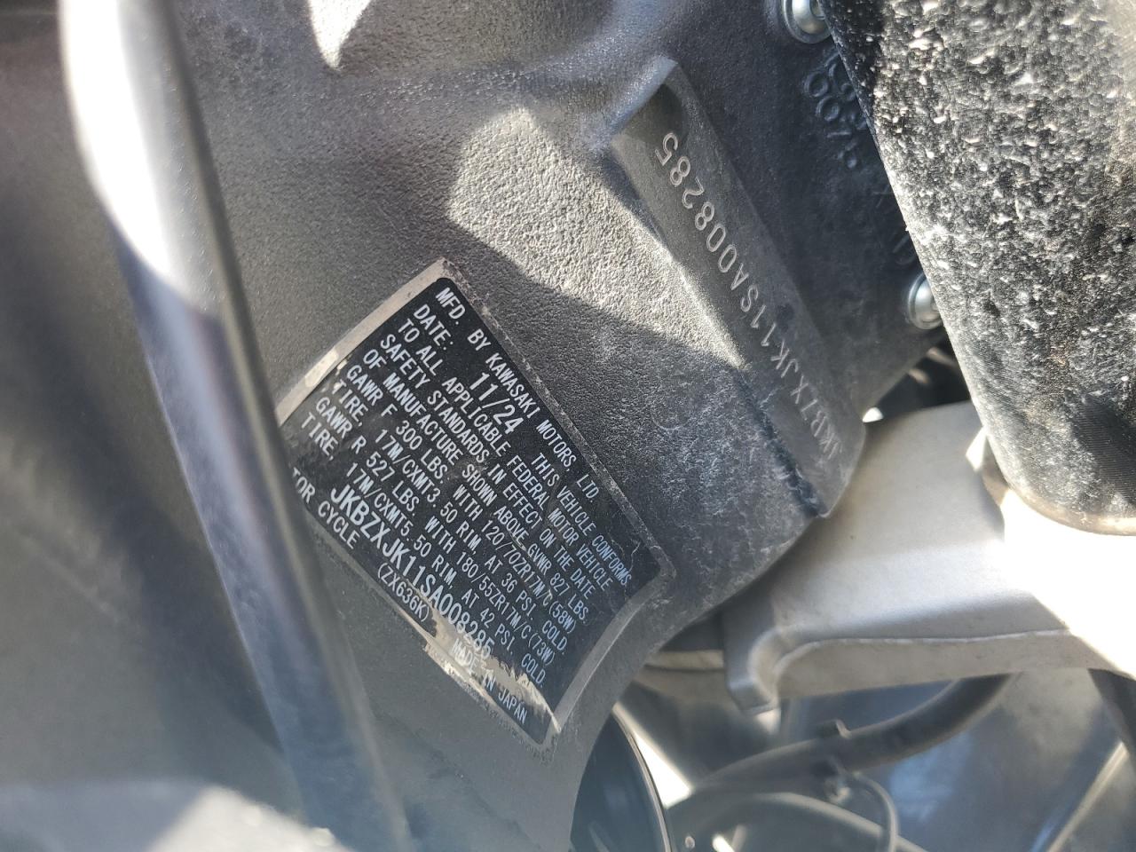 2025 Kawasaki Zx636 K VIN: JKBZXJK11SA008285 Lot: 81478305