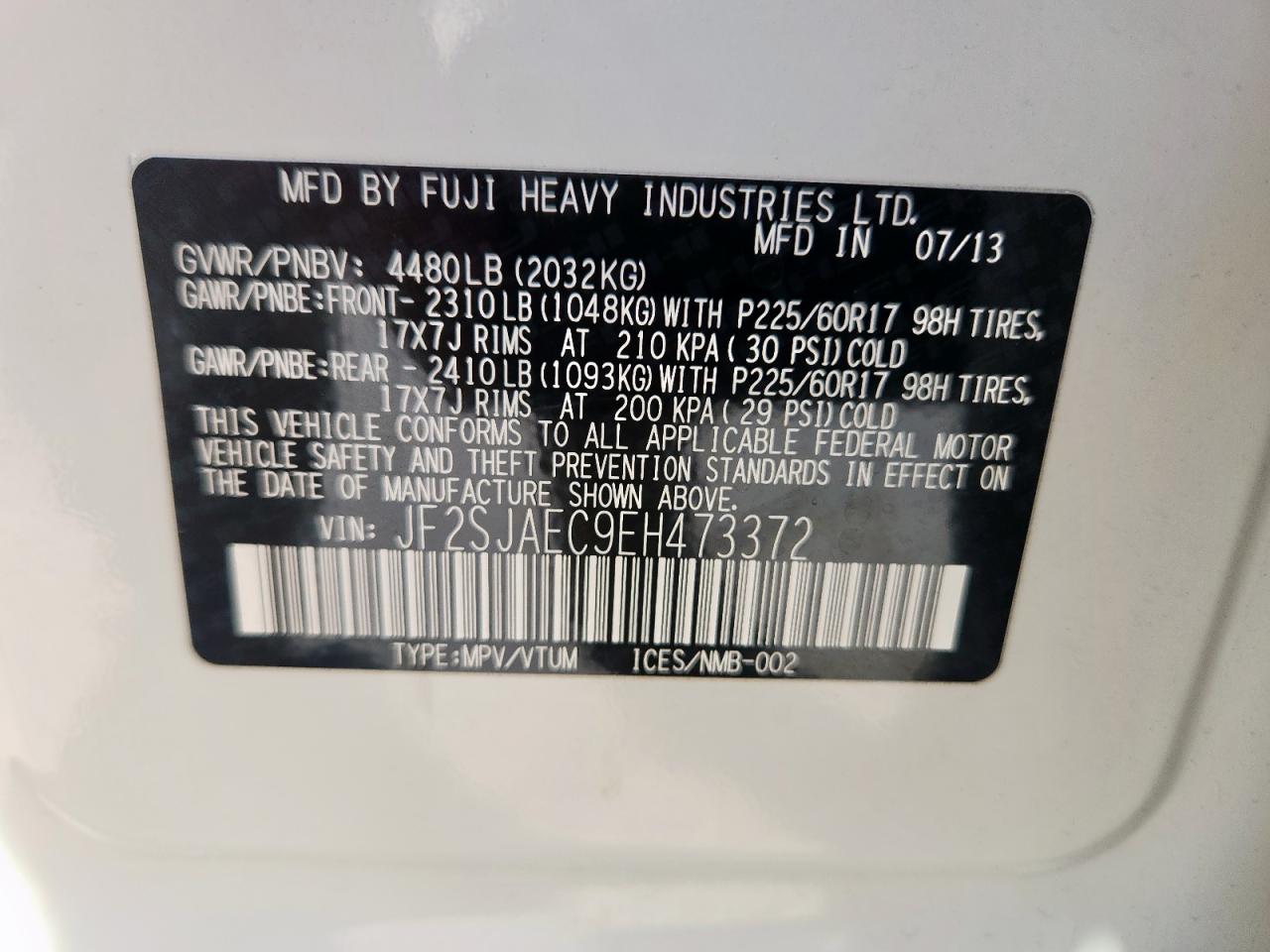 2014 Subaru Forester 2.5I Premium VIN: JF2SJAEC9EH473372 Lot: 81192015