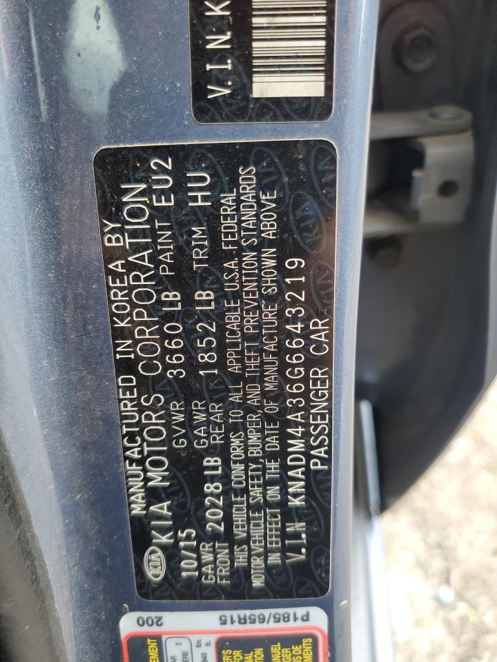 2016 Kia Rio Lx VIN: KNADM4A36G6643219 Lot: 83979035