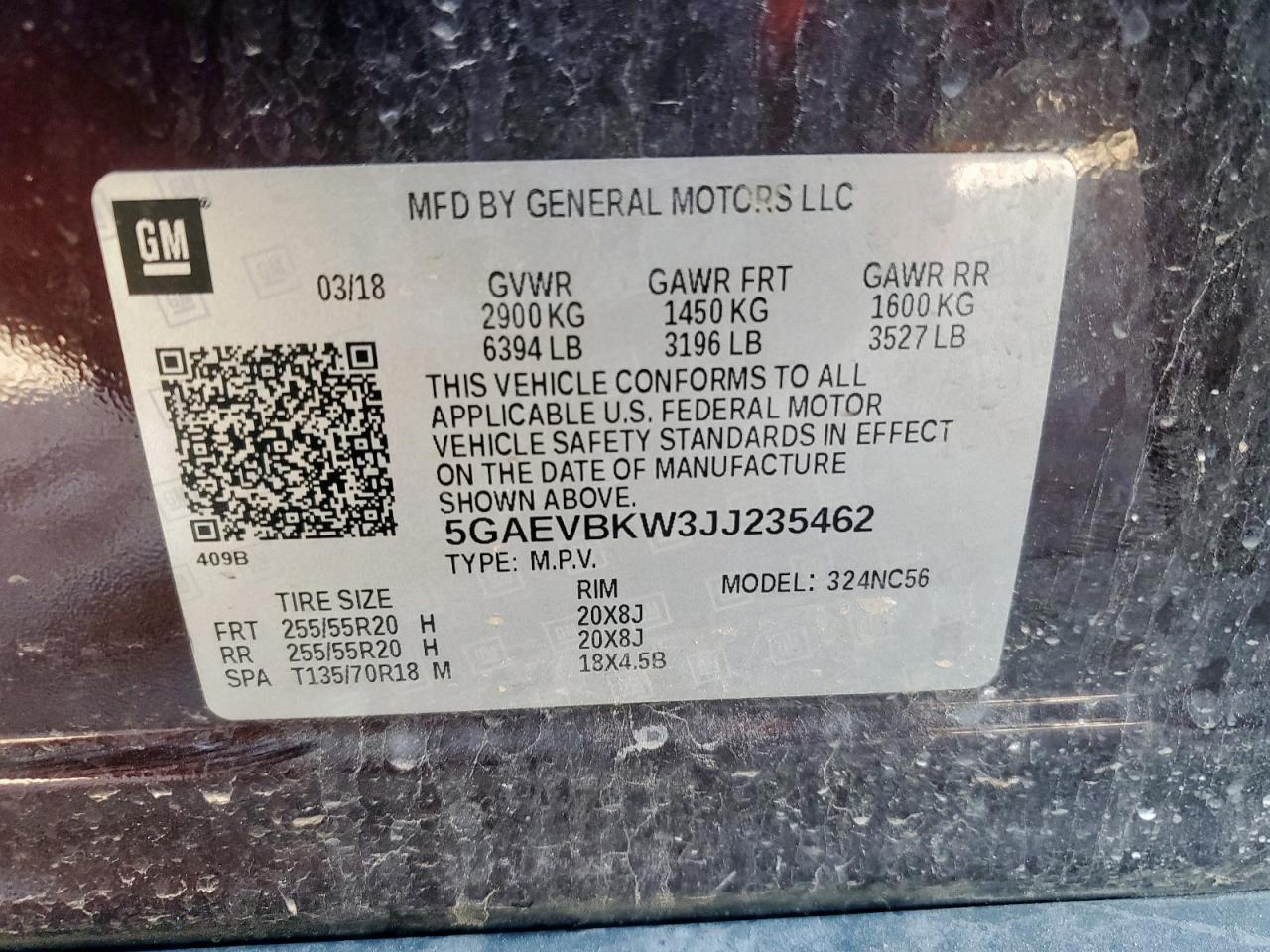 2018 Buick Enclave Premium VIN: 5GAEVBKW3JJ235462 Lot: 80864455