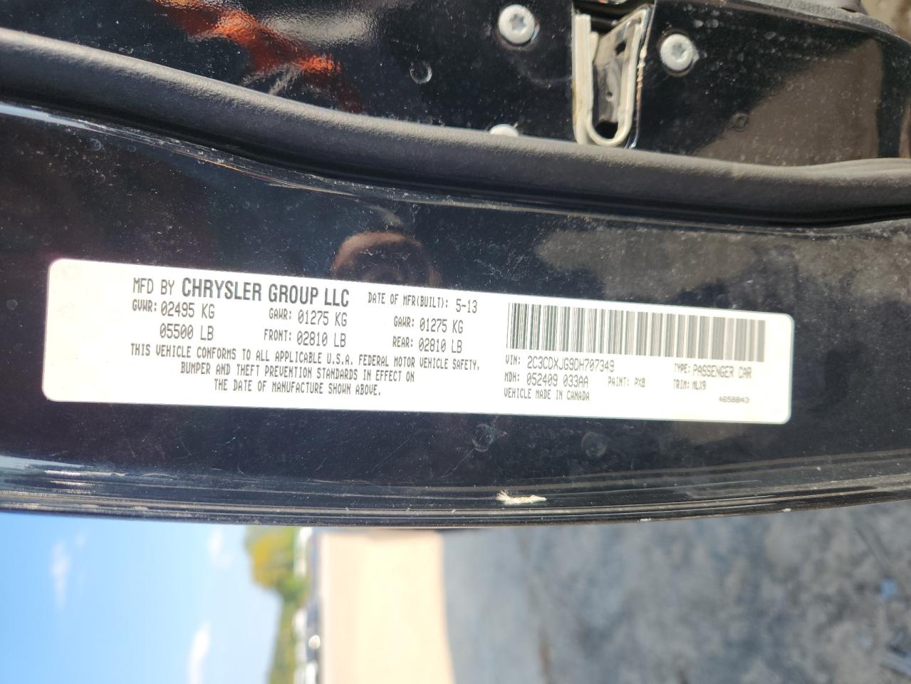 2013 Dodge Charger Sxt VIN: 2C3CDXJG9DH707349 Lot: 71497115