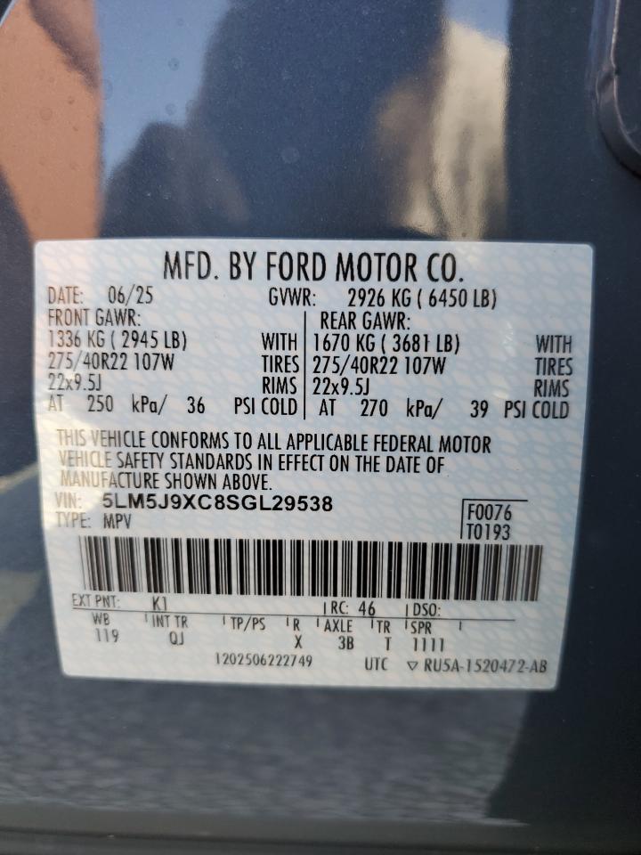 2025 Lincoln Aviator Black Label VIN: 5LM5J9XC8SGL29538 Lot: 81466675