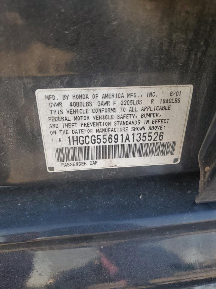 2001 Honda Accord Ex VIN: 1HGCG55691A135526 Lot: 86244605