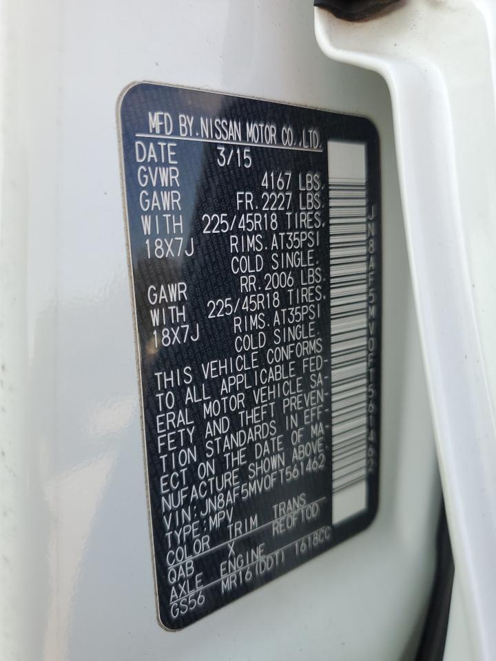 2015 Nissan Juke S VIN: JN8AF5MV0FT561462 Lot: 80365005