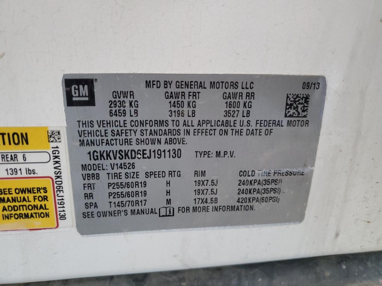 2014 GMC Acadia Slt-2 VIN: 1GKKVSKD6EJ191130 Lot: 80632265