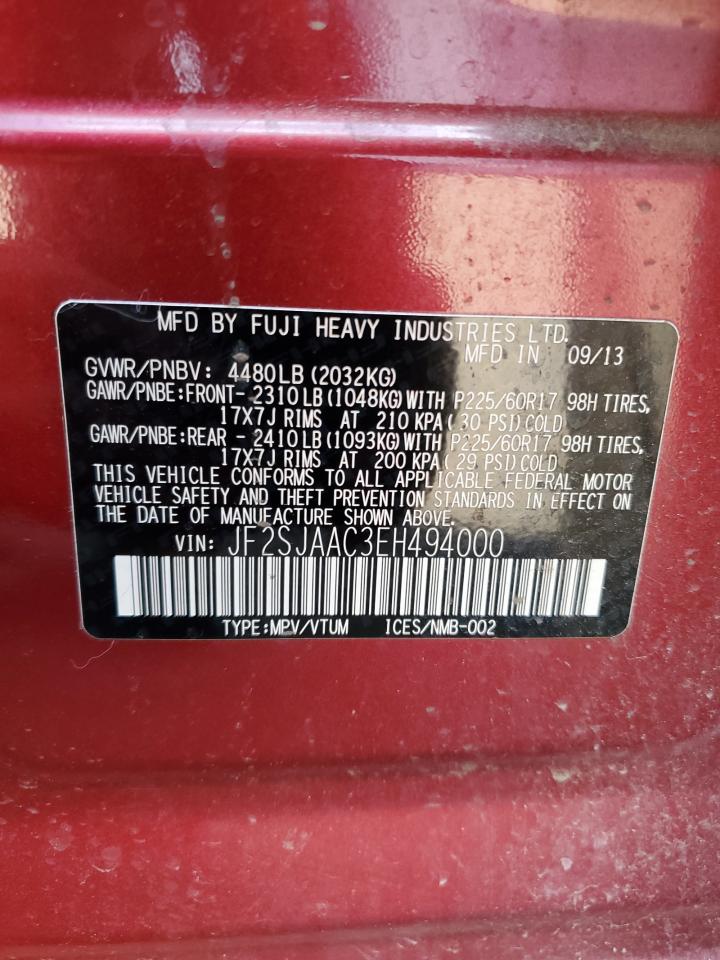 2014 Subaru Forester 2.5I VIN: JF2SJAAC3EH494000 Lot: 80924265