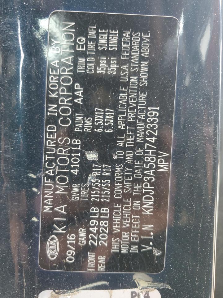 2017 Kia Soul + VIN: KNDJP3A58H7423391 Lot: 71403765