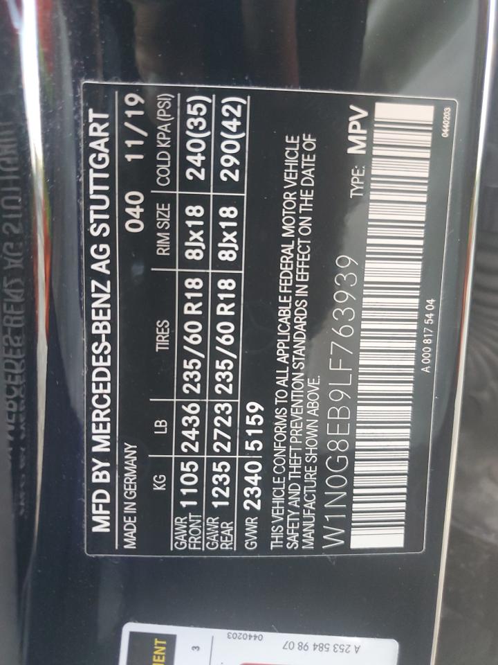 2020 Mercedes-Benz Glc 300 4Matic VIN: W1N0G8EB9LF763939 Lot: 81590025