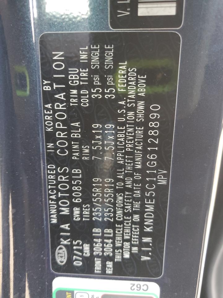 2016 Kia Sedona Sxl VIN: KNDME5C11G6128890 Lot: 80306685