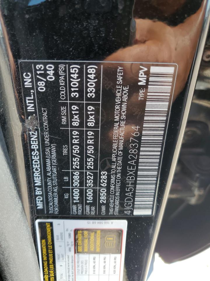 2014 Mercedes-Benz Ml 350 4Matic VIN: 4JGDA5HBXEA283764 Lot: 71483165