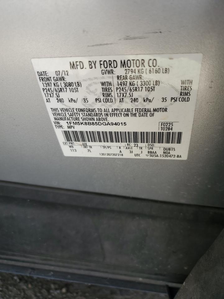 2013 Ford Explorer VIN: 1FM5K8B85DGA94015 Lot: 80848845