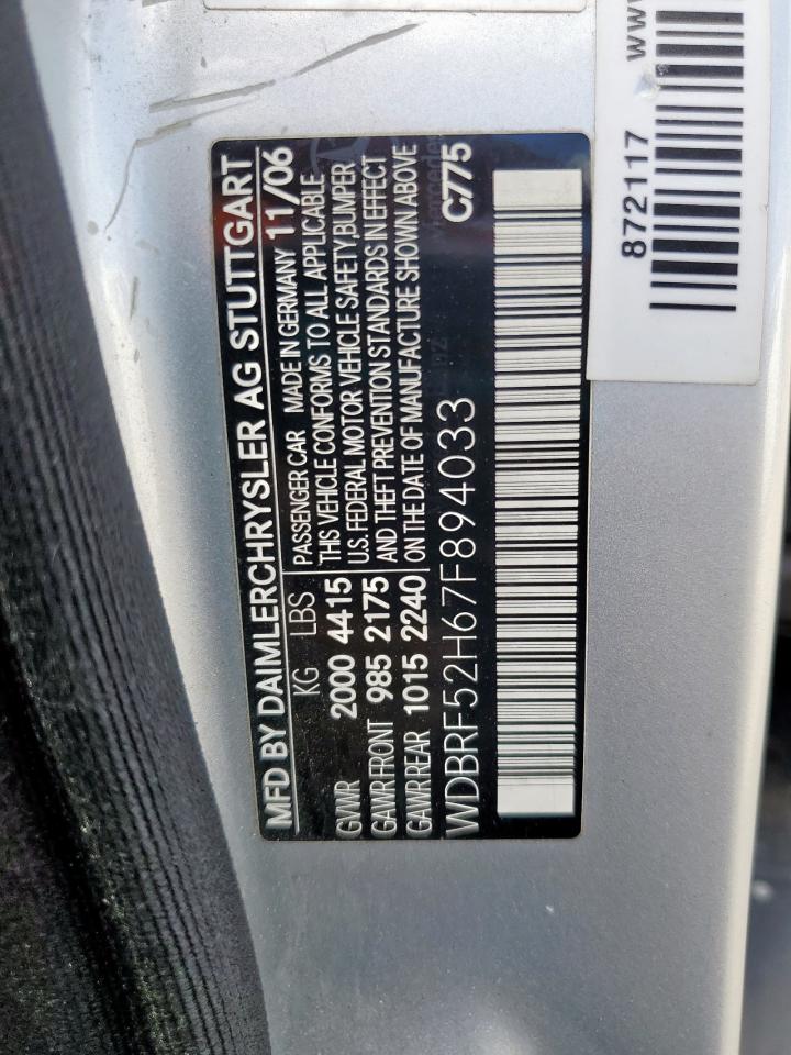 2007 Mercedes-Benz C 230 VIN: WDBRF52H67F894033 Lot: 69102545