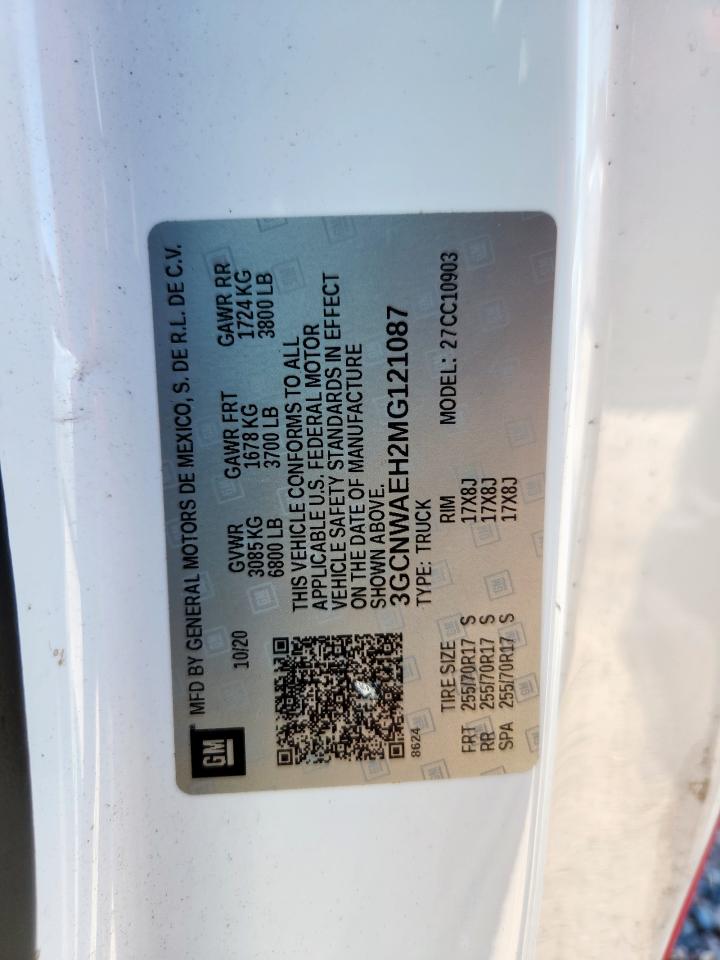 2021 Chevrolet Silverado C1500 VIN: 3GCNWAEH2MG121087 Lot: 70130035